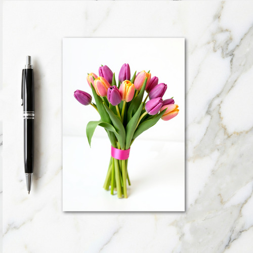 Fresh Tulip Flower Bouquet Card