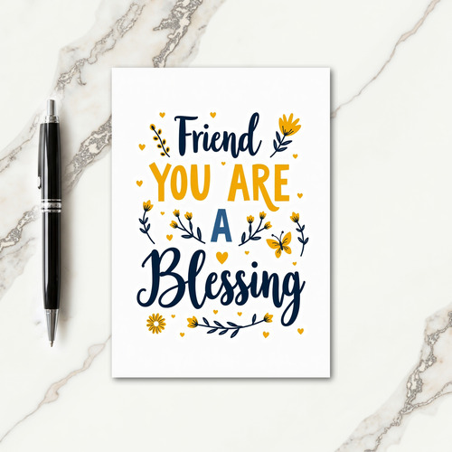 Friend Blessing Floral Art Card