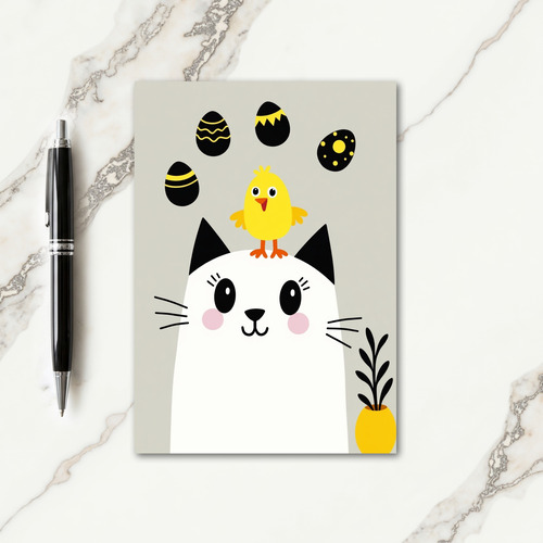 Friendly Feline Happy Bird Card
