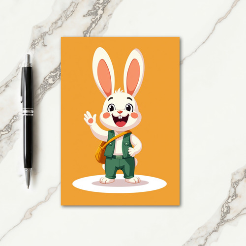 Friendly Rabbit Wave Hello Card