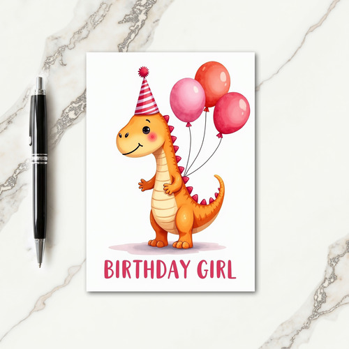 Friendly Reptile Party Hat Card