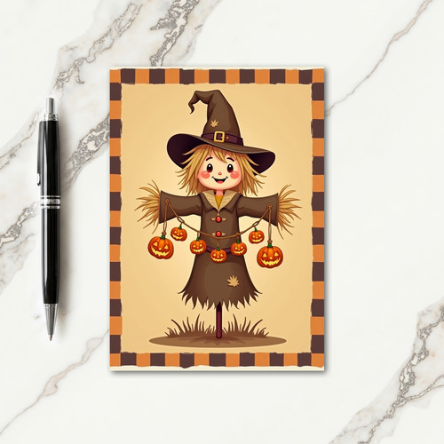 Friendly Scarecrow Pumpkin Card