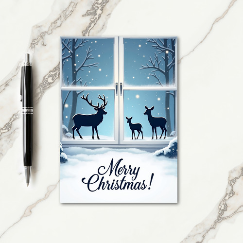 Frosted Window Deer Christmas Card
