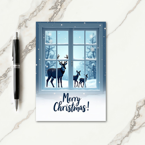 Frosty Window Deer Christmas Card