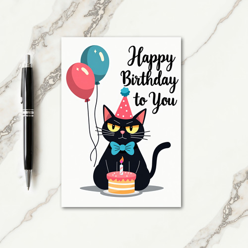 Frowning Feline Birthday Card