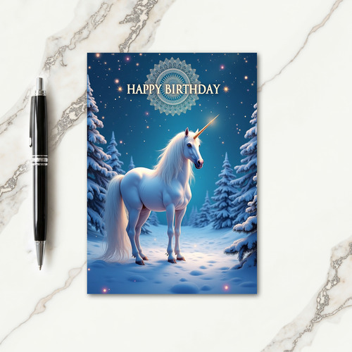 Frozen Birthday Unicorn Card