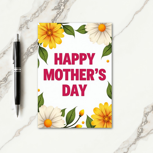 Fuchsia And Yellow Mom Day Card