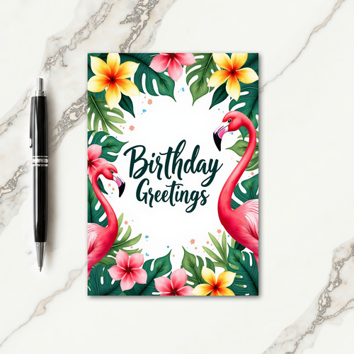 Fuchsia Avian Birthday Card
