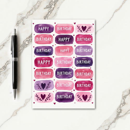 Fuchsia Birthday Watercolor Card