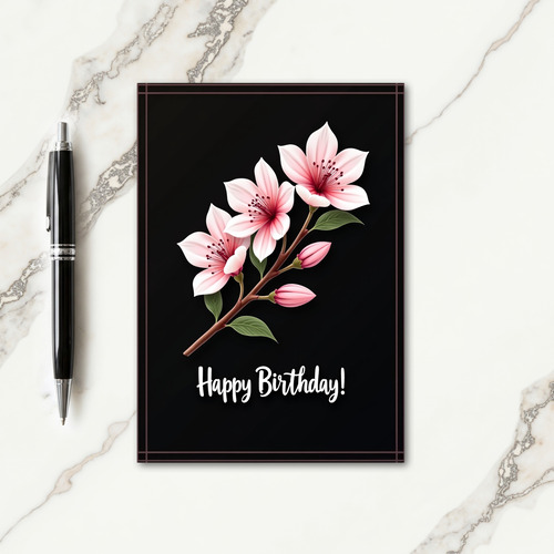 Fuchsia Black Birthday Card