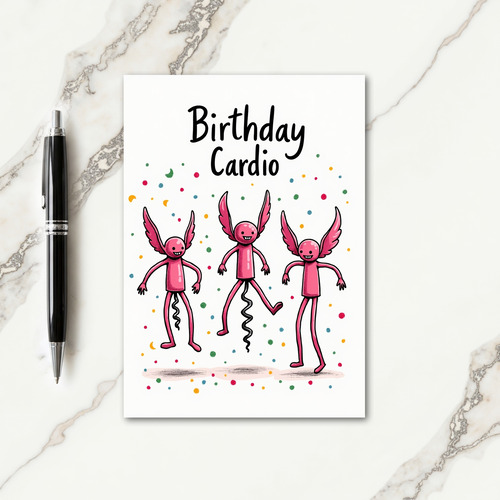 Fuchsia Bouncing Birthday Card