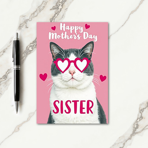 Fuchsia Cat Sisters Mothers Day Card