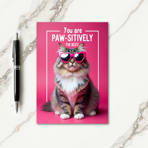Fuchsia Feline Birthday Card
