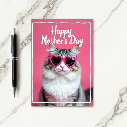 Fuchsia Feline Mothers Day Card