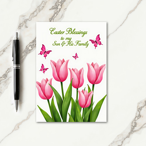 Fuchsia Floral Easter Blessings Card