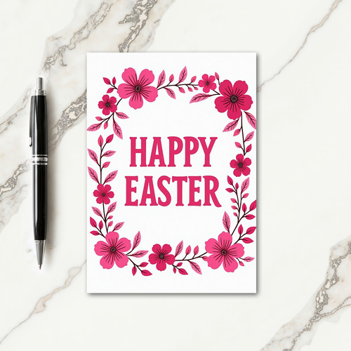 Fuchsia Floral Easter Card