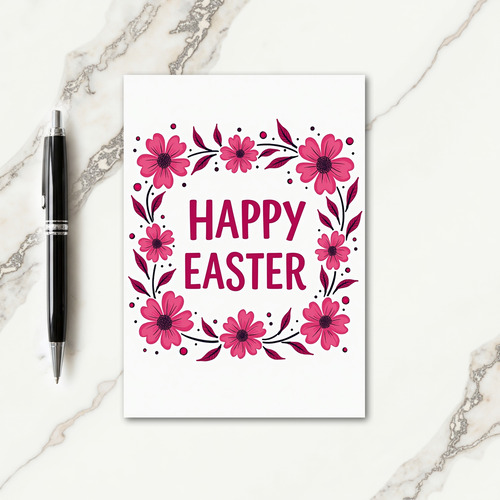 Fuchsia Floral Happy Easter Card