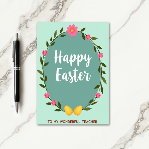 Fuchsia Floral Teacher Easter Card