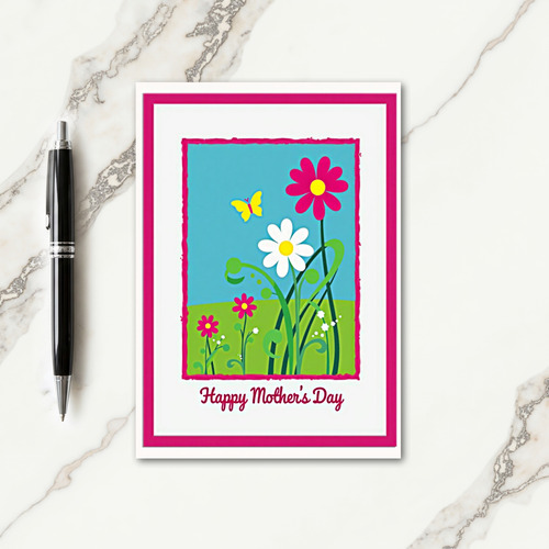 Fuchsia Frame Floral Spring Card