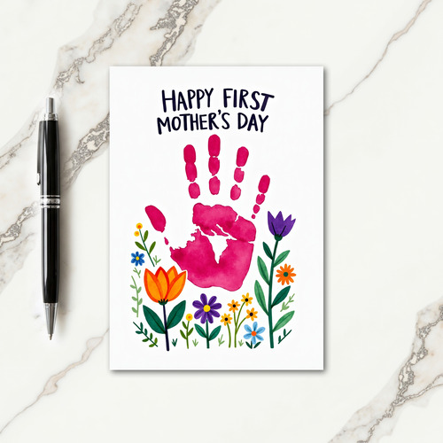 Fuchsia Handprint Floral Card