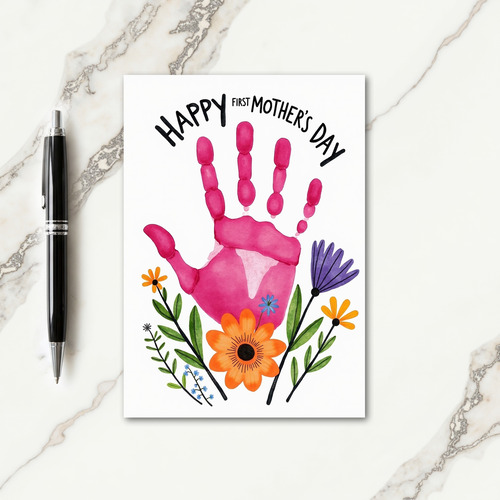 Fuchsia Handprint Mothers Day Card