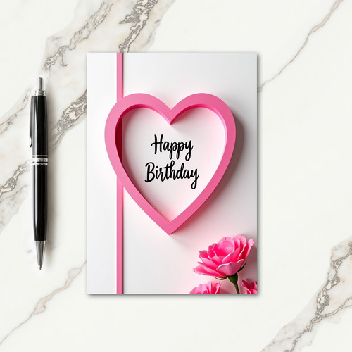 Fuchsia Heart Birthday Card