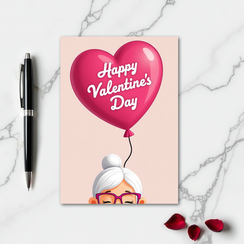 Fuchsia Heart Happy Valentines Card
