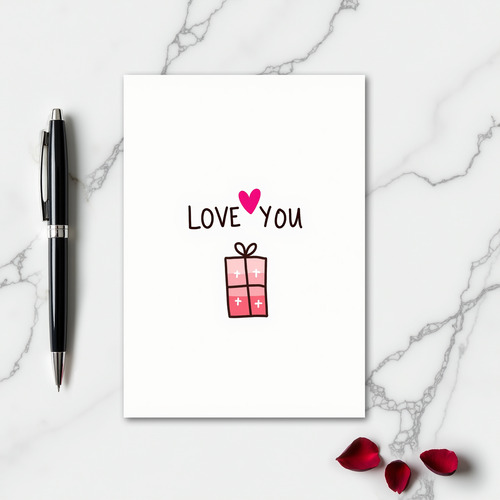 Fuchsia Heart Love You Card