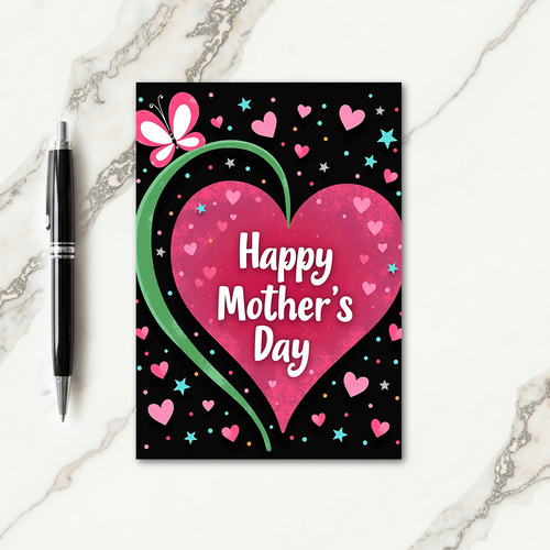 Fuchsia Heart Mothers Day Art Card