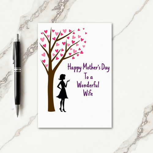 Fuchsia Heart Tree Mothers Day Card