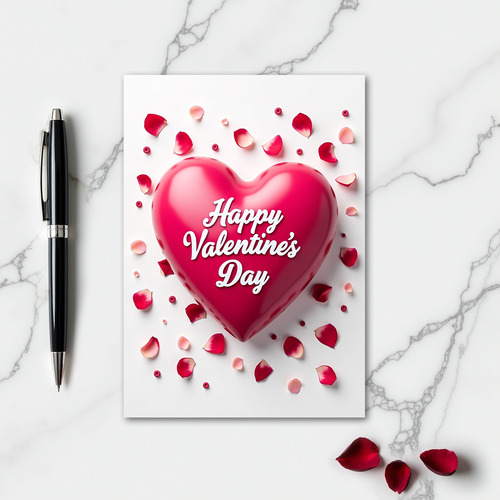 Fuchsia Heart Valentines Day Card