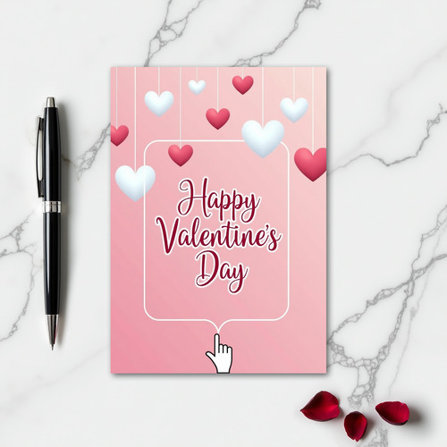 Fuchsia Hearts Valentines Day Card