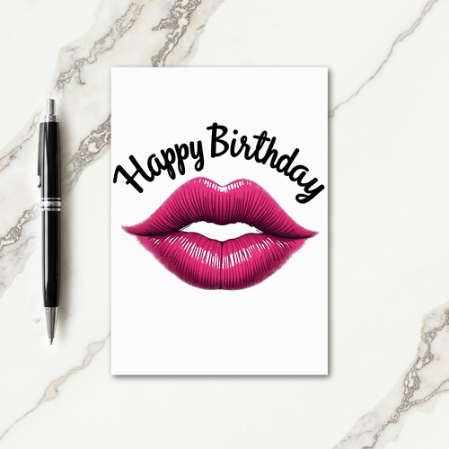 Fuchsia Lips Birthday Card