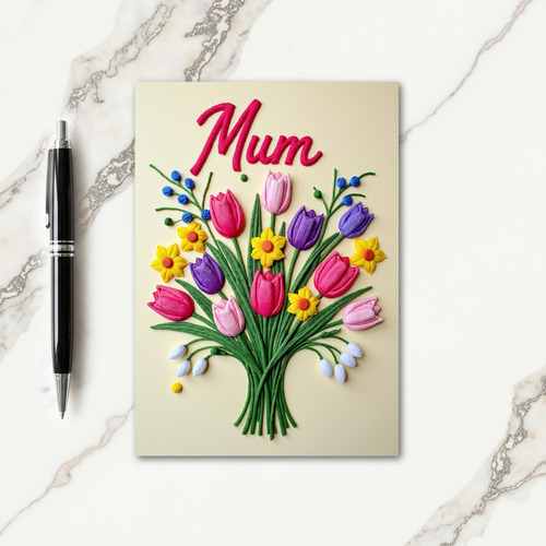 Fuchsia Mum Floral Design Card