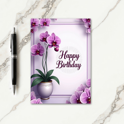 Fuchsia Orchid Birthday Card