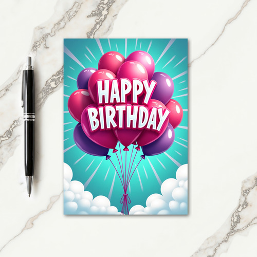 Fuchsia Party Birthday Card