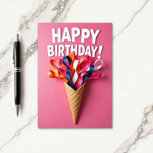 Fuchsia Ribbons Birthday Card