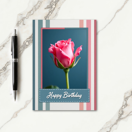 Fuchsia Rose Birthday Card