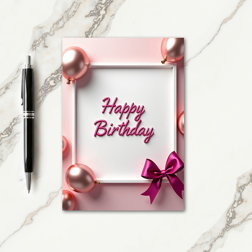 Fuchsia Script Birthday Card