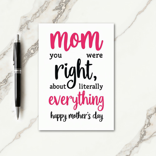 Fuchsia Script Mothers Day Card