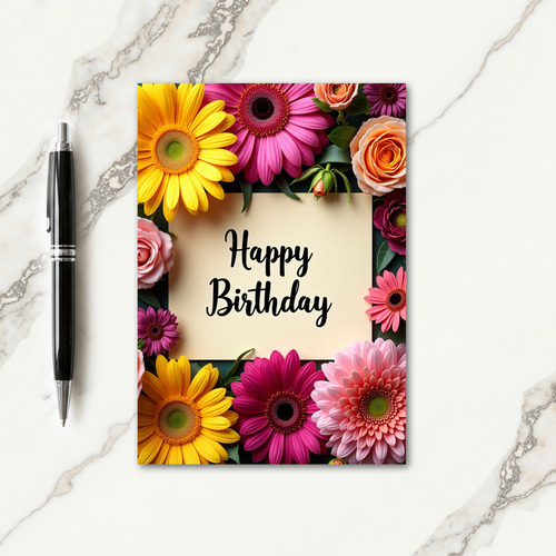 Fuchsia Yellow Birthday Card