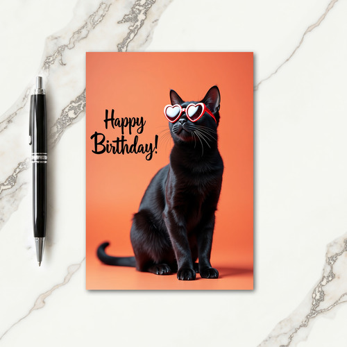 Fun Black Cat Glasses Card