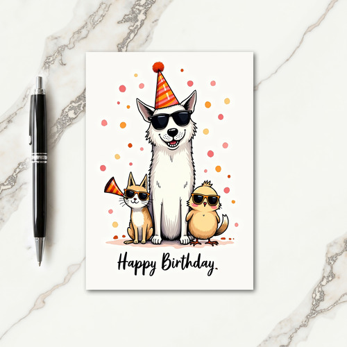 Fun Pets Birthday Card