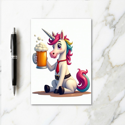 Fun Unicorn Party Time Card