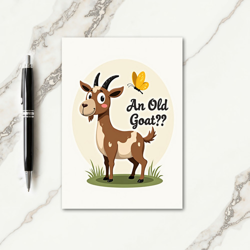 Funny Birthday Goat Illustration Card