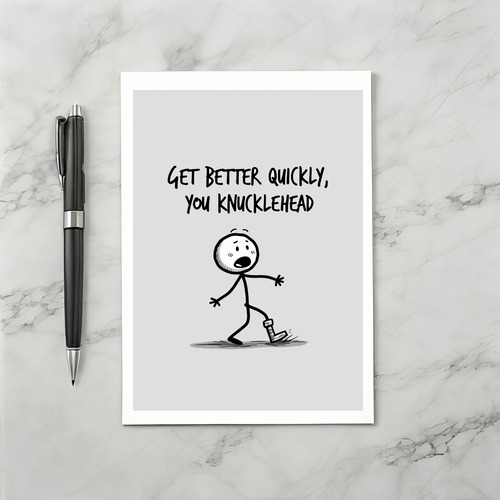 Funny Broken Arm Stick Figure Card