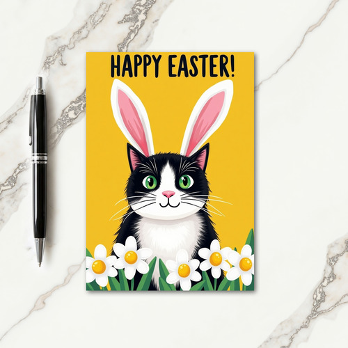 Funny Bunny Cat Greeting Card