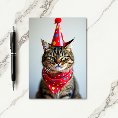 Funny Cat Birthday Hat Card