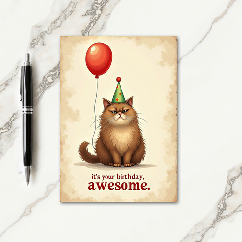Funny Cat Hat Birthday Card