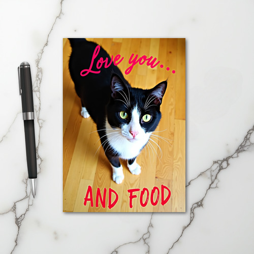 Funny Cat Love Food Card